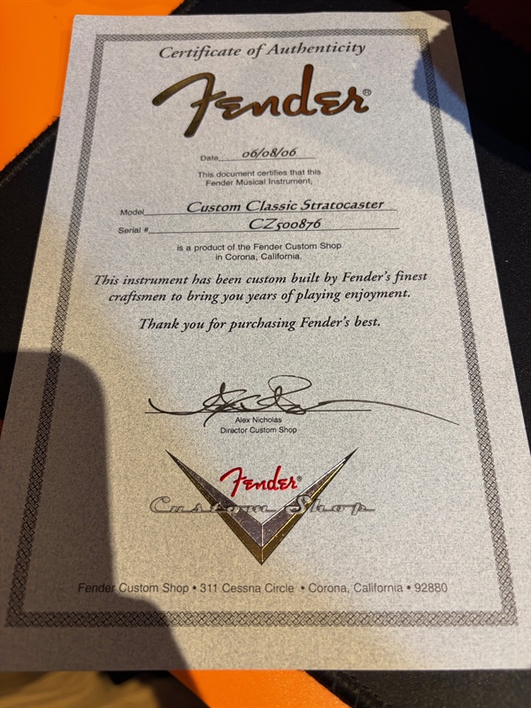 Fender Custom Shop Custom Classic Stratocaster 3TS Maple Neck Rose FB 2006の画像